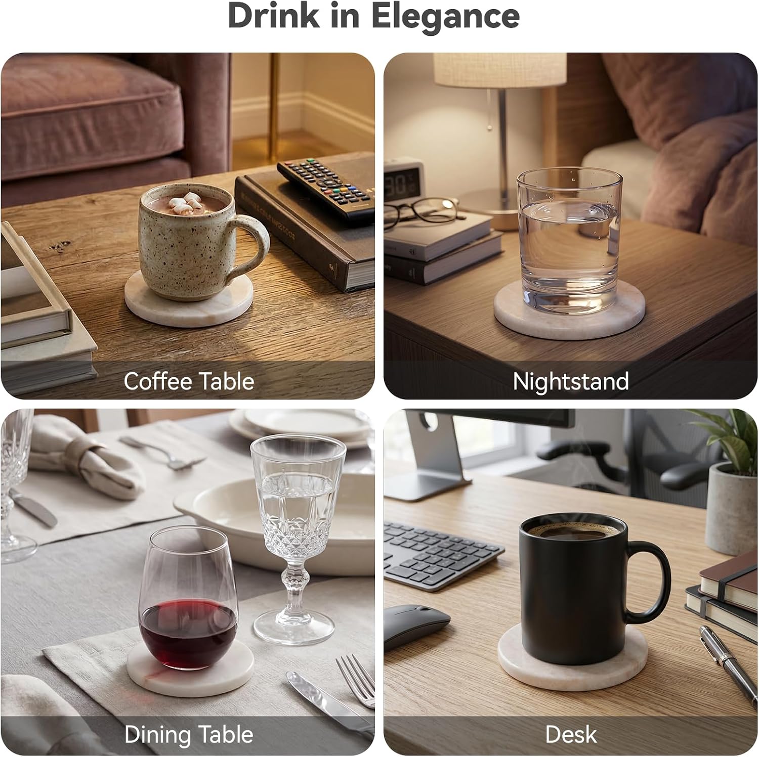 Holder / Neutral Drink Coasters / Creamy White / Set of 6