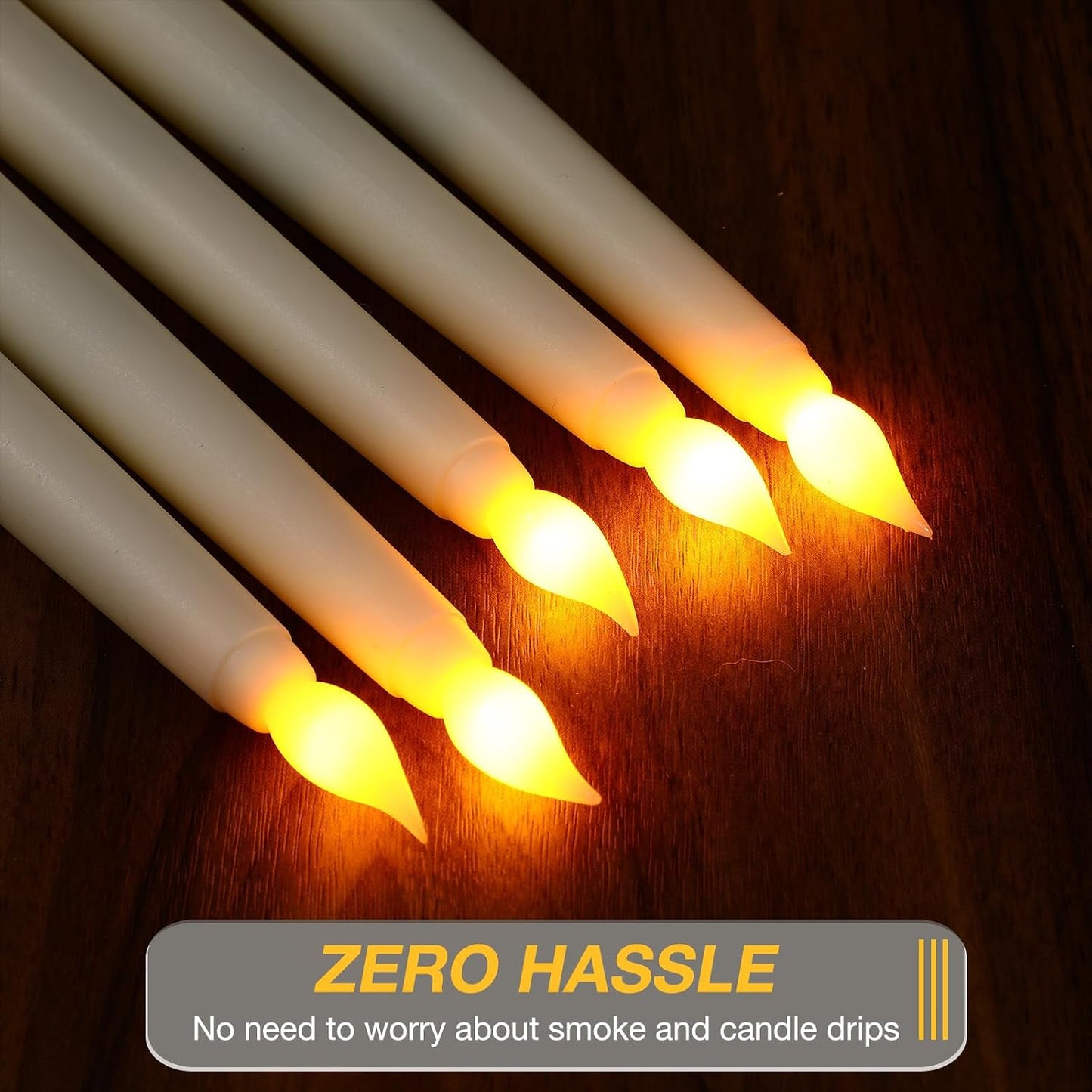 24 Pack 24 Pack Flameless Flicker Taper Candles Bulk with Remote and Timer, Battery Operated LED Warm White Taper