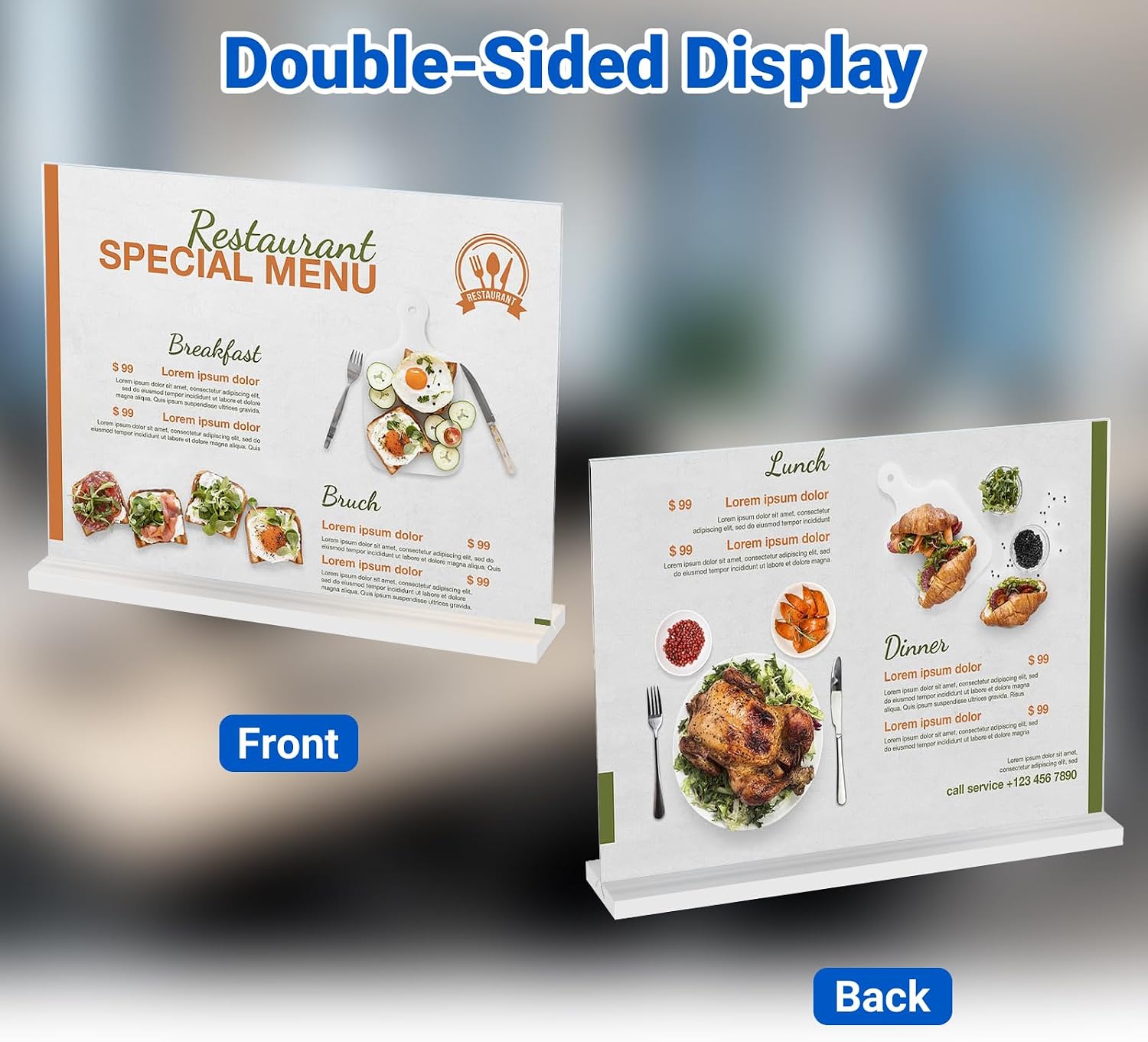 Acrylic Sign Holder / 11 x 8.5 / Horizontal / Clear / Set of 6