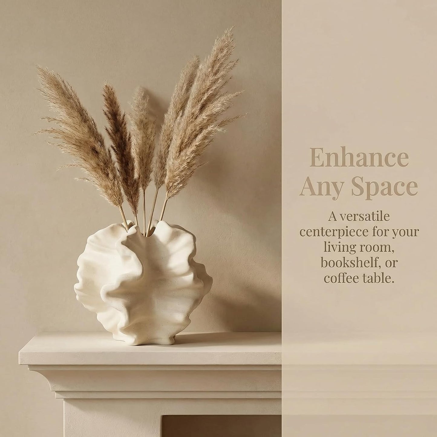 Off Ceramic Flower Vase / White / 6 Inch