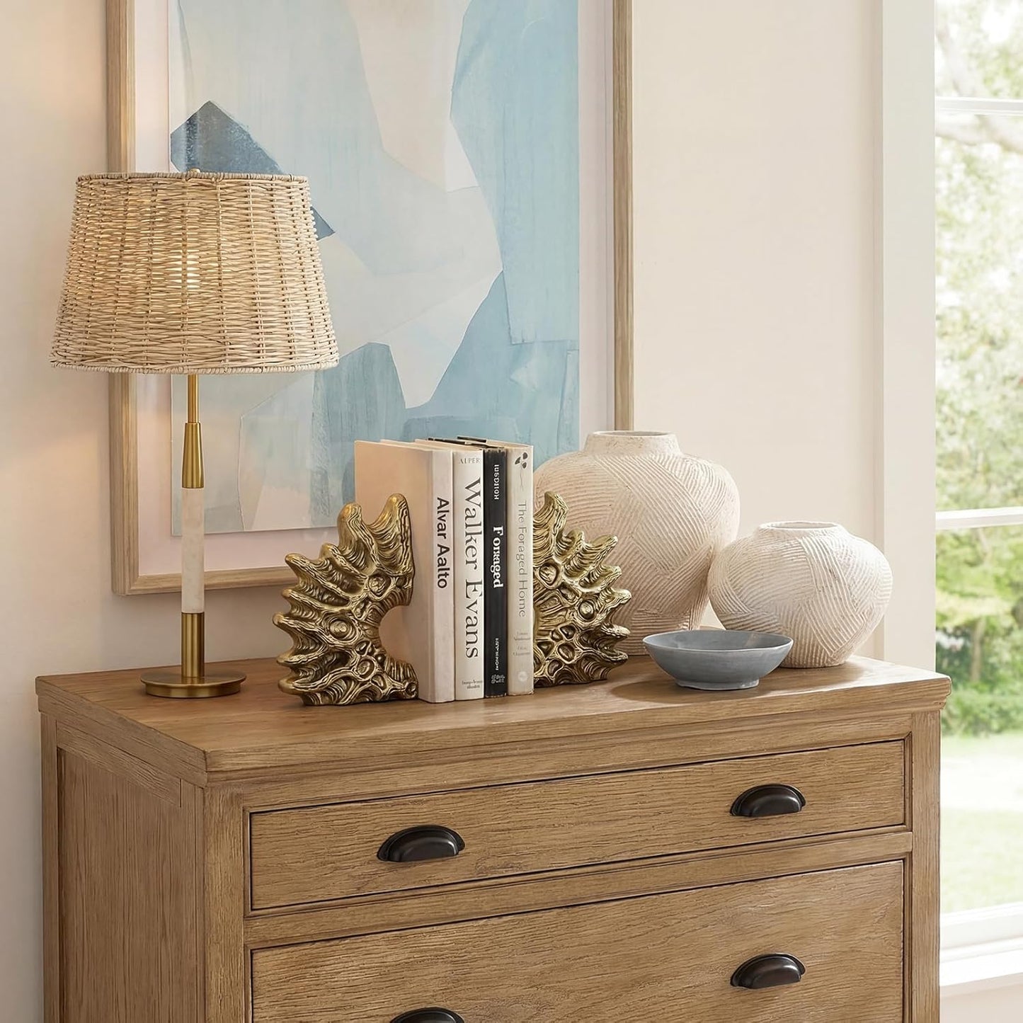 Coral Bookends / Heavy Duty Non-Slip Book Holders / Gold
