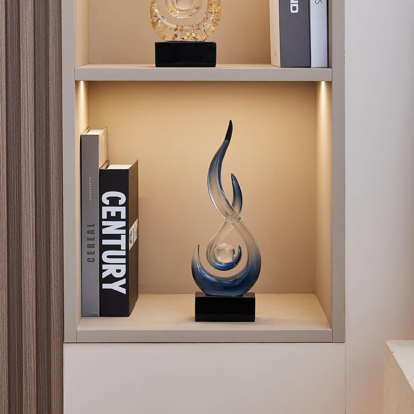 Blue Decor Modern Flame Statue Decorations / A - 11.8"h Transparent Blue