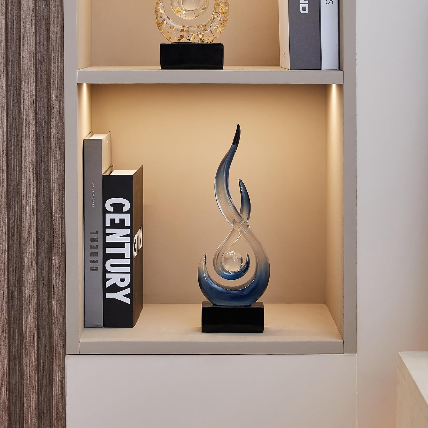 Blue Decor Modern Flame Statue Decorations / A - 11.8"h Transparent Blue