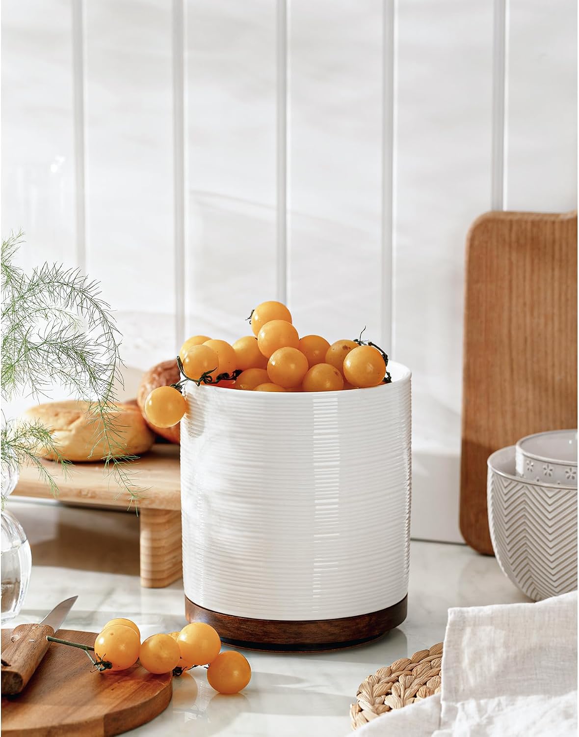 Utensil Holder, 360° Rotating Extra Large Ceramic Kitchen Utensil Holder for Countertop, 7.3“ Cooking Utensil Crocks