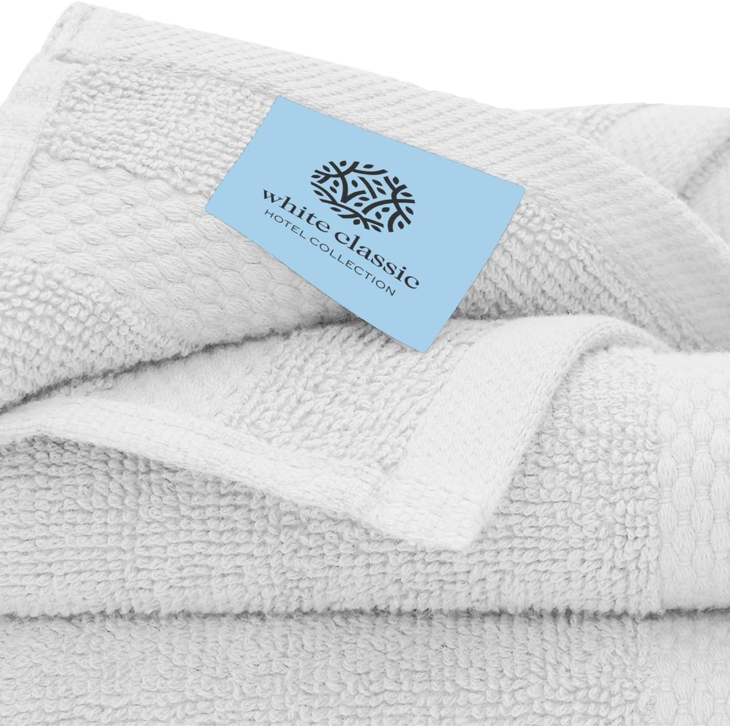 White Classic Luxury Bath Towel Set of 8 Pieces - 100% Turkish Cotton Highly Absorbent Towels for Bathroom, 2 Luxury