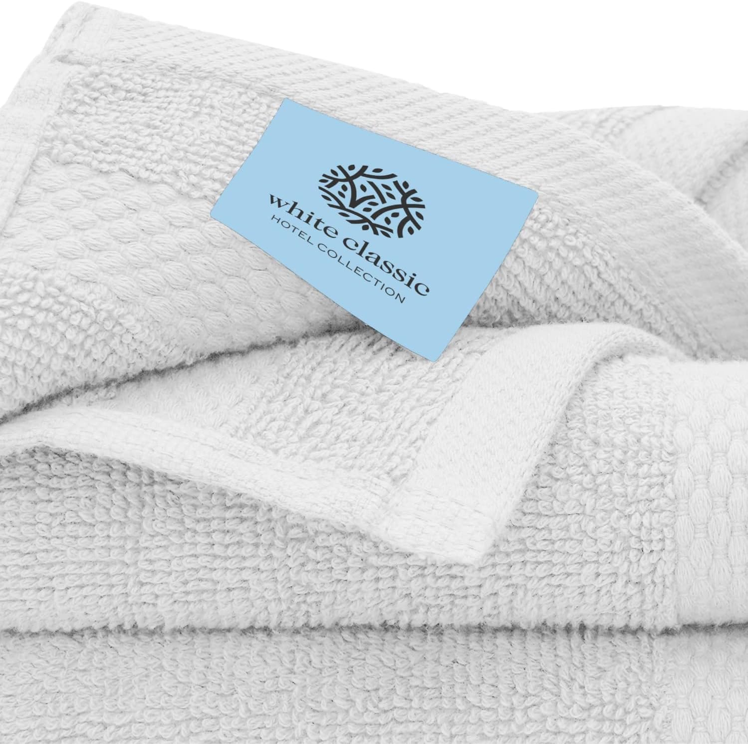 White Classic Luxury Bath Towel Set of 8 Pieces - 100% Turkish Cotton Highly Absorbent Towels for Bathroom, 2 Luxury