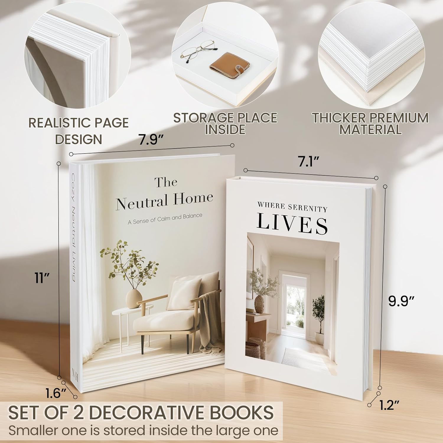 Coffee Table Book / Beige-white / Set of 2