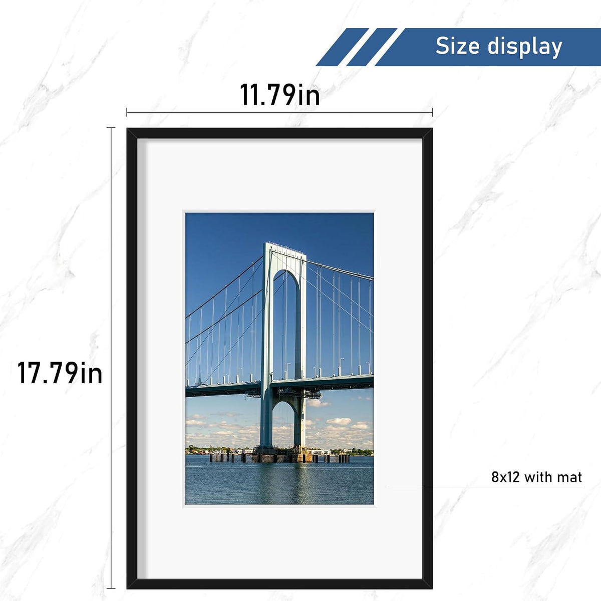 Wiscet 11x17 Picture Frame Set of 4, for Wall Mounting, Black | Display Picture 8x12 with Mat or 11x17 Poster Frame