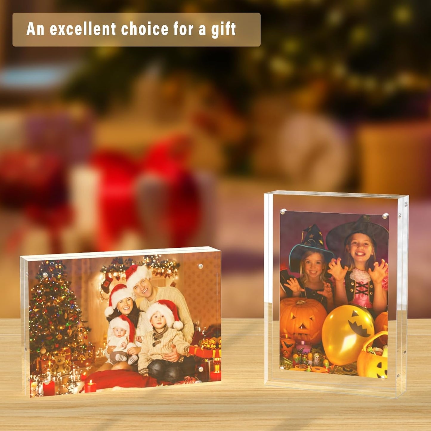 HELPLEX Acrylic Frame, 5 Pack 3.5x5 Acrylic Picture Frames, 20mm Thicker Frameless Clear Double Sided Magnetic Frame
