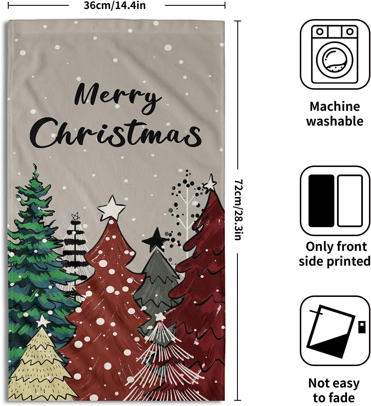 Giwawa Christmas Trees Hand Towels Set of 2 Winter Holiday Bath Towel Soft Kitchen Dish Towels Decorative Bathroom