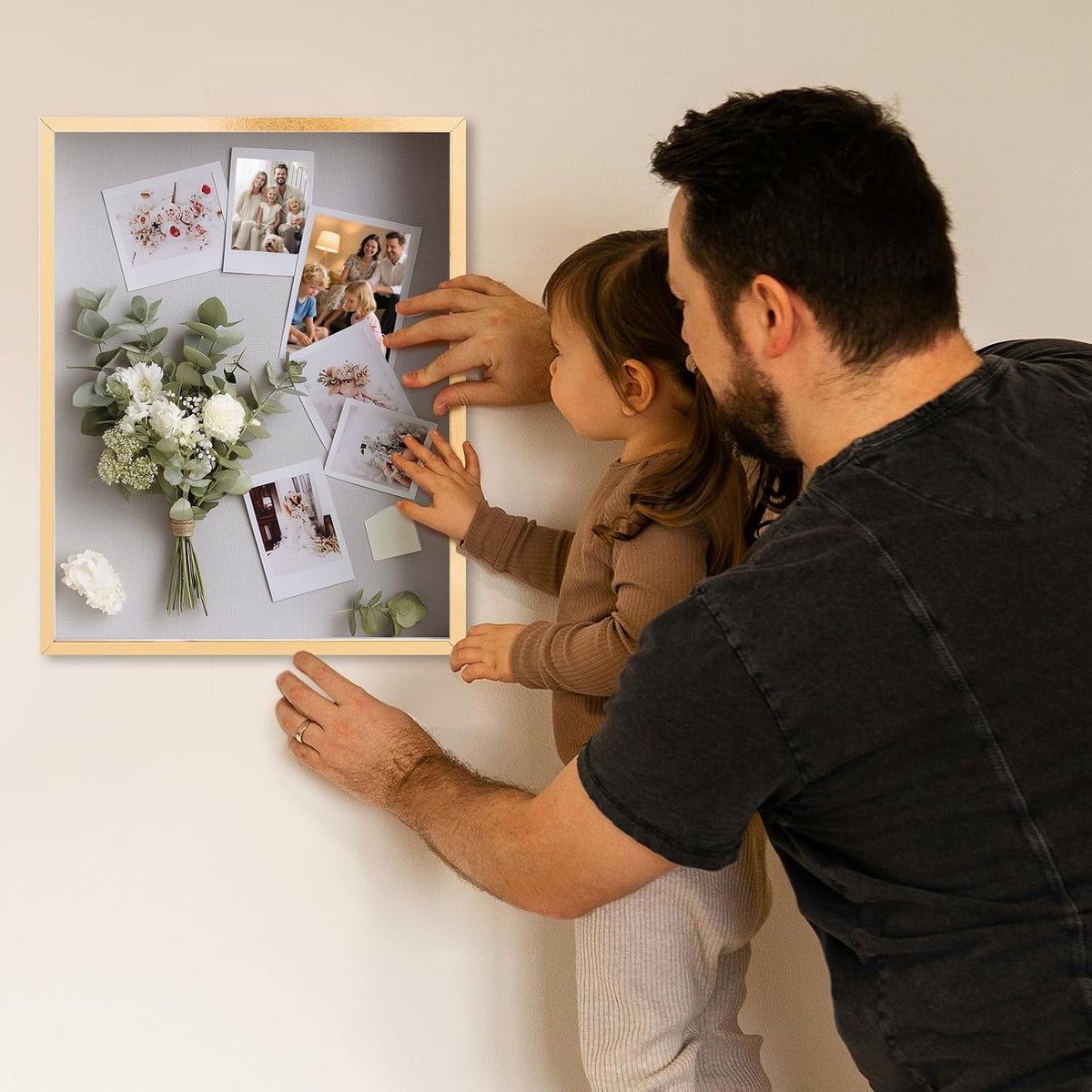 QDSSDECO 16" x 20" Shadow Box Frame, Linen Back, Real Glass,Gold | Deep interior, real glass front, wall or tabletop
