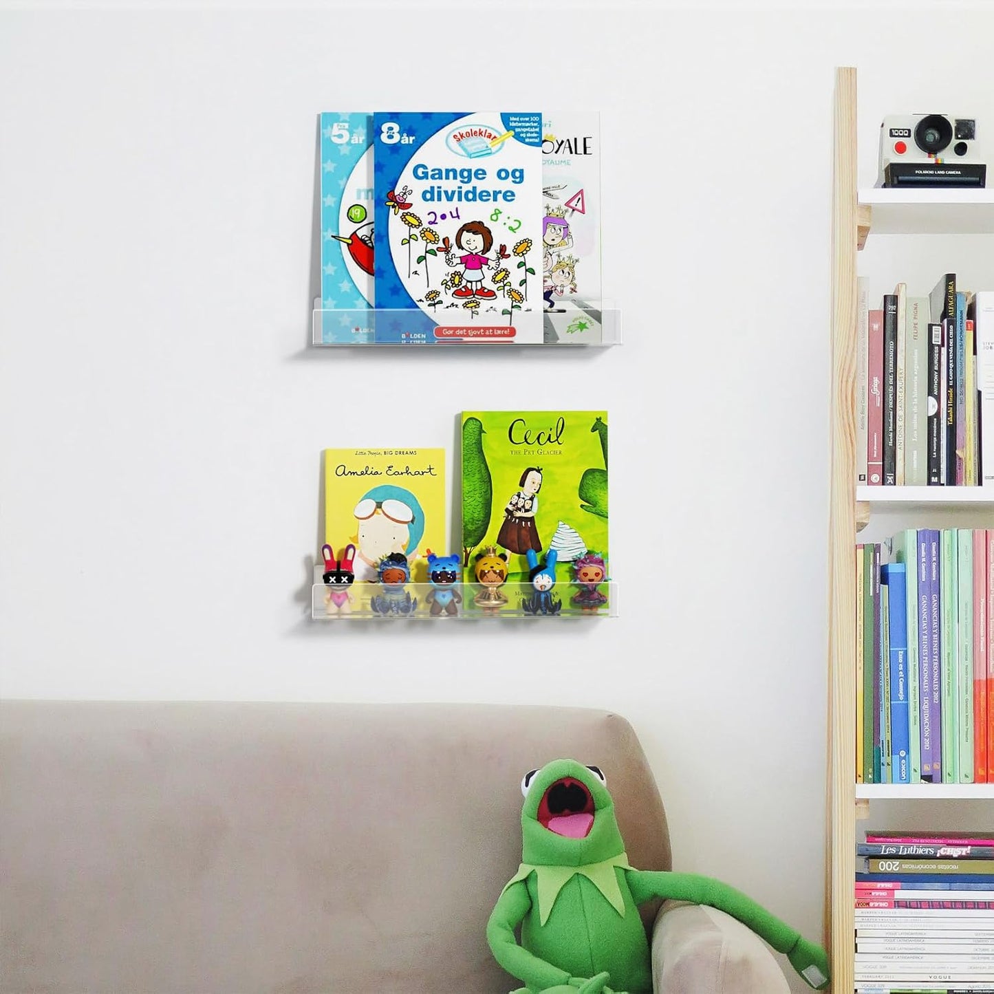 NIUBEE 16.5” Acrylic Floating Bookshelves for Kids Wall Shelves 2 Packs | Premium Acrylic 50% Thicker with Screwdriver