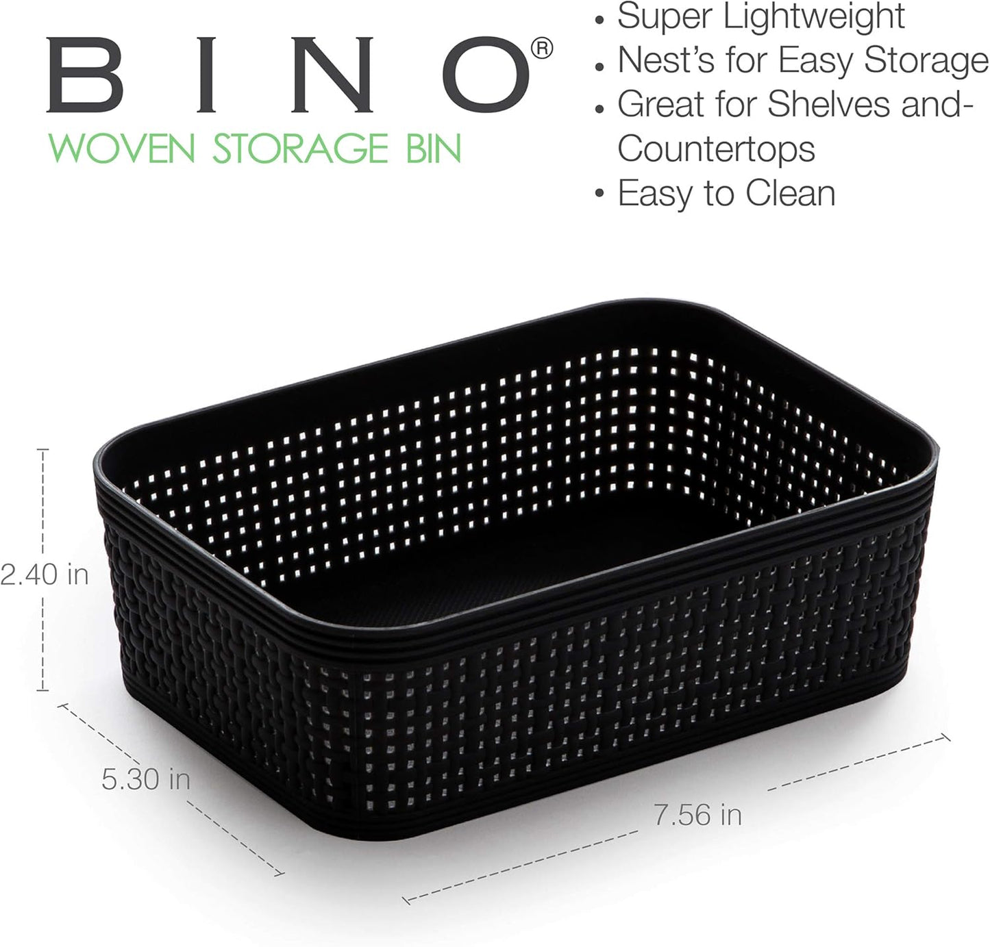Woven Plastic Basket / Black / 5PK- XS / Set of 5
