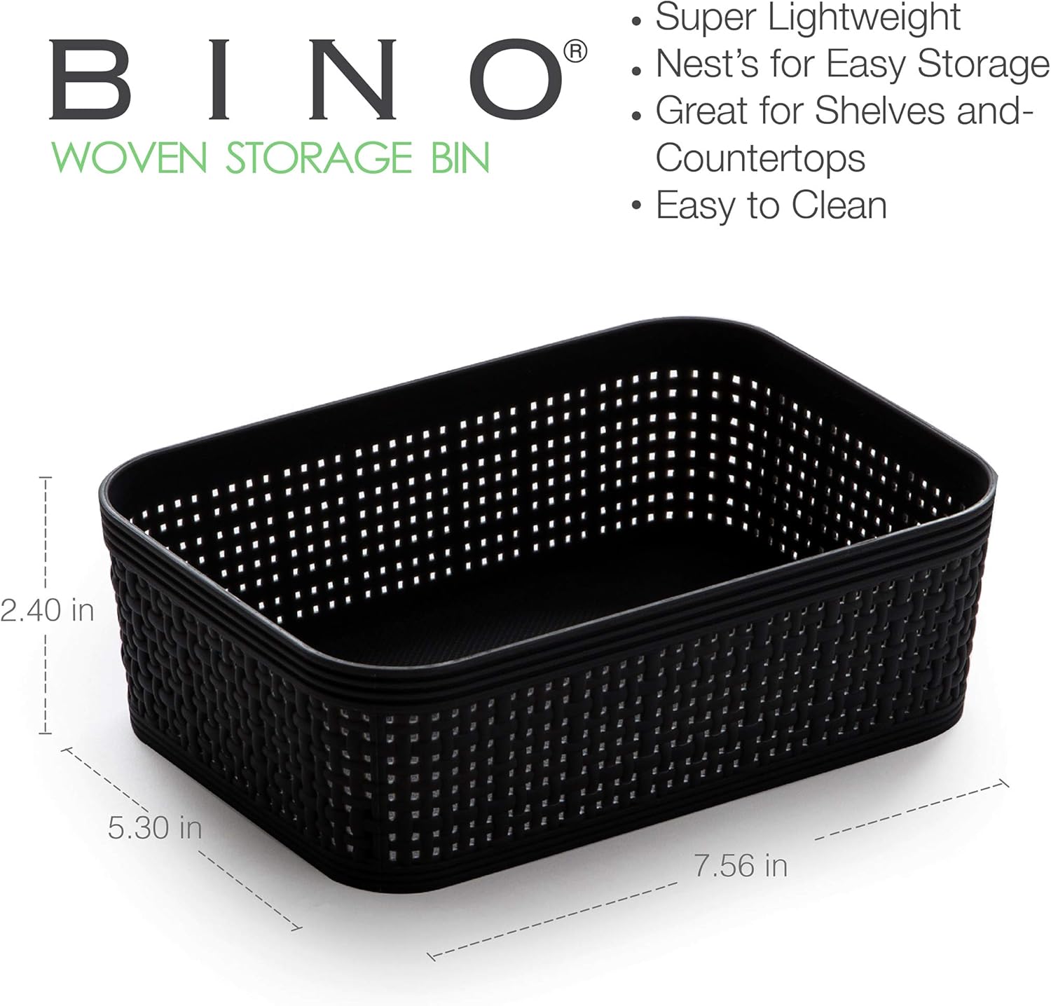 Woven Plastic Basket / Black / 5PK- XS / Set of 5