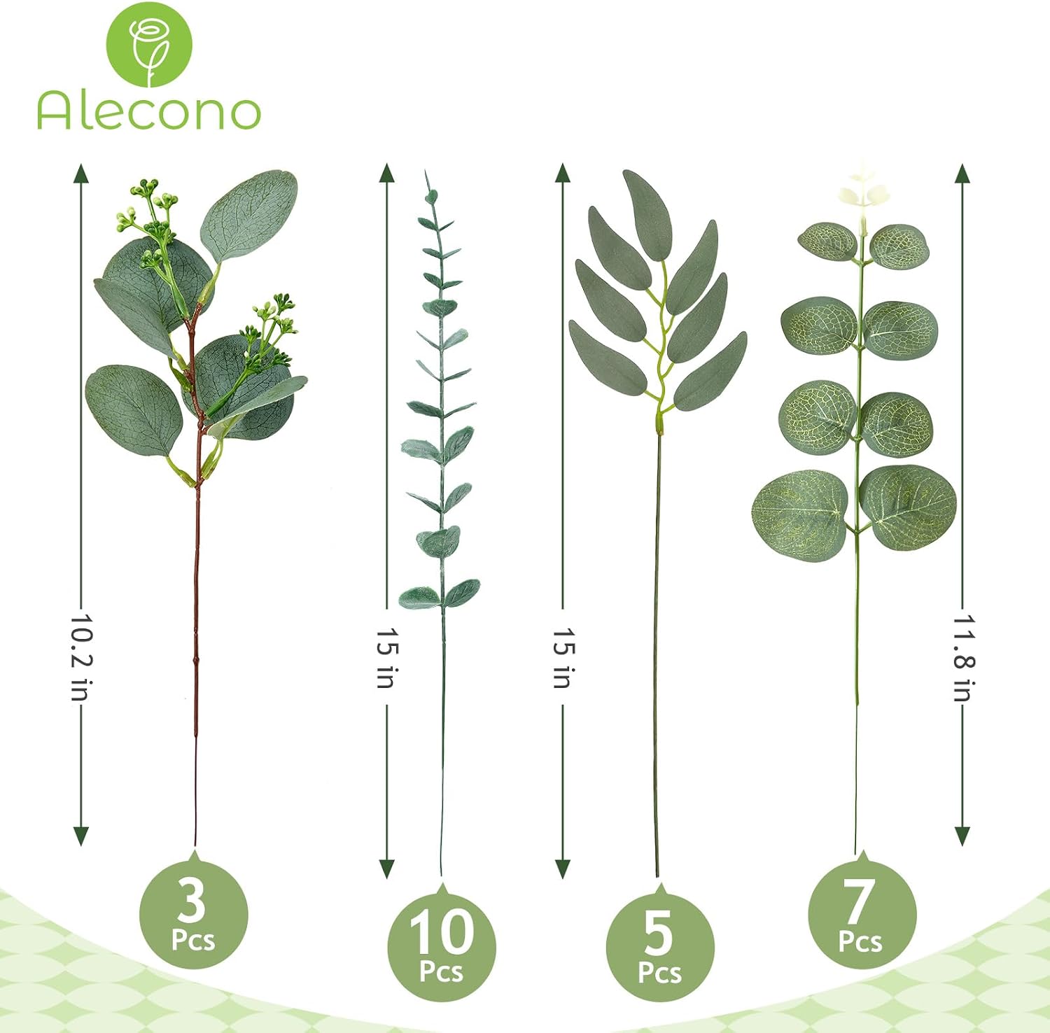 4 Kinds Artificial Stems Faux Sliver Dollar Fake / Greenery / Set of 25
