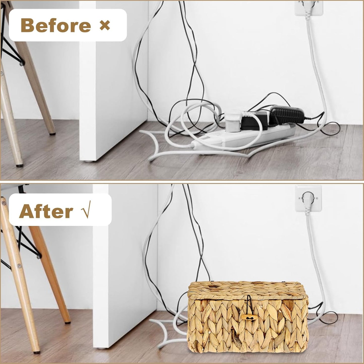 Cable Organizer Box / S / Water Hyacinth