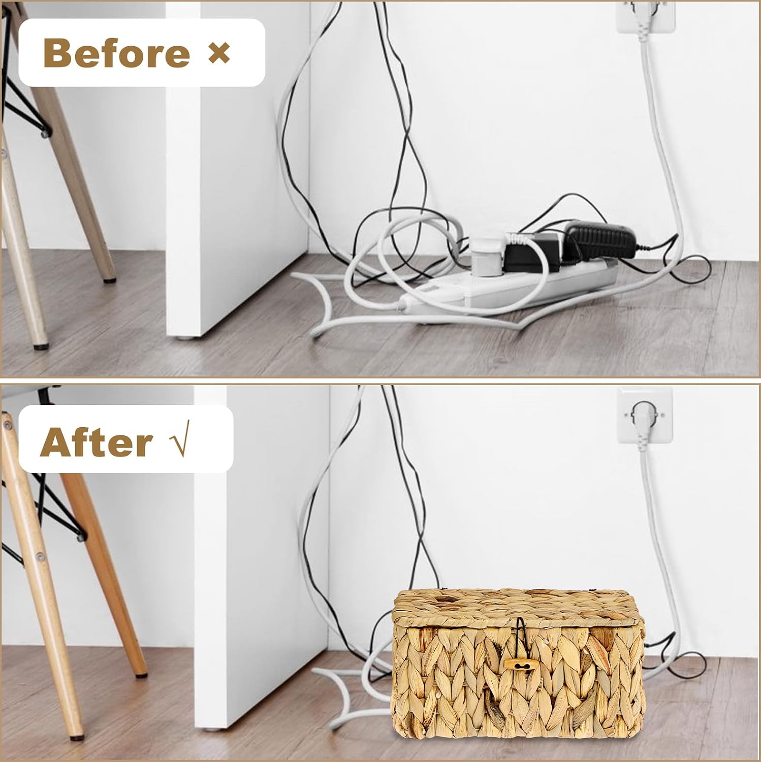 Cable Organizer Box / S / Water Hyacinth