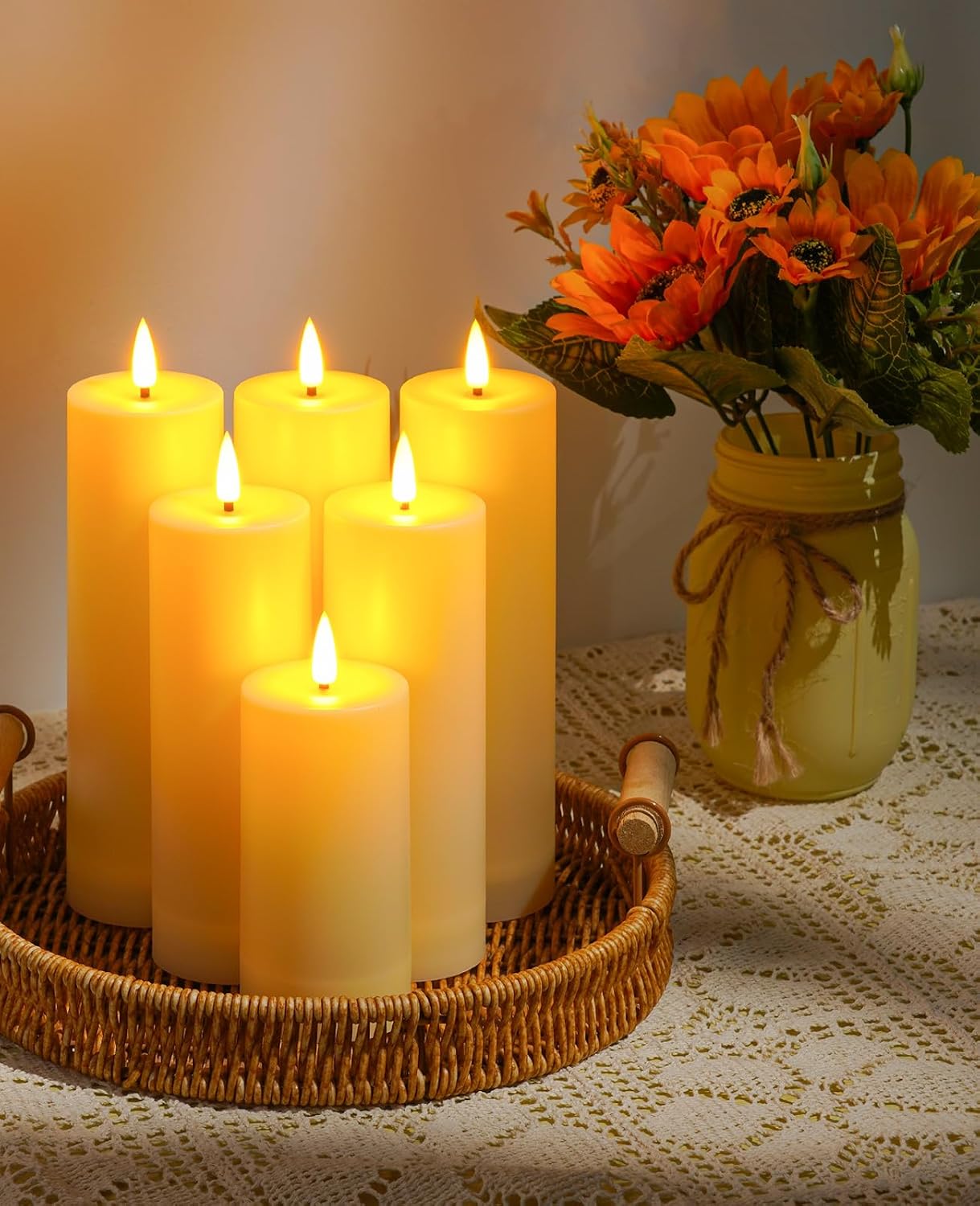 12 Pack Outdoor Waterproof Battery Operated Fake flameless LED Candles Set with Remote Control Timer, Warm White