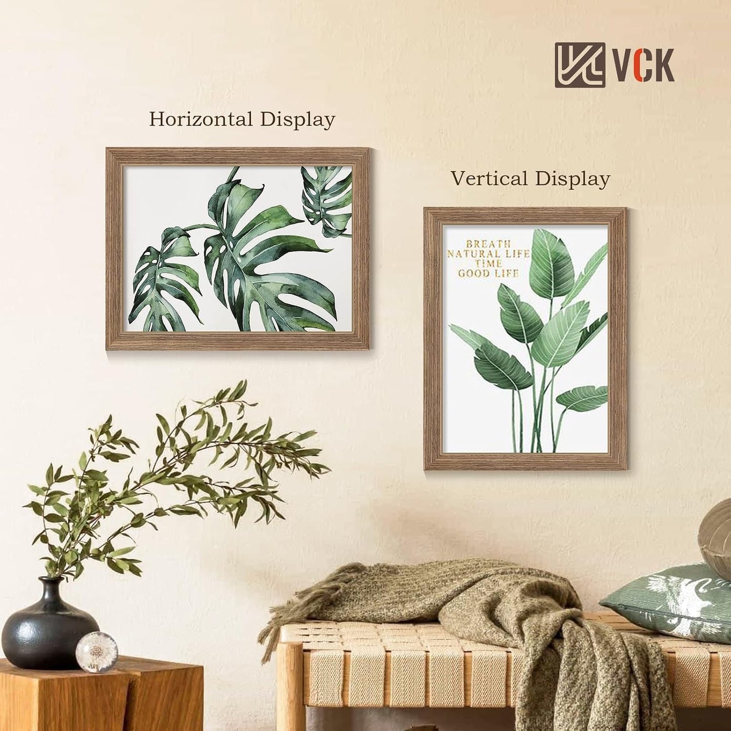 VCK 11x14 Picture Frame Walnut 4 Pack, Wide Thick Wood Border, for Prints | Exclusive Woodgrain, Wall Hanging, HD