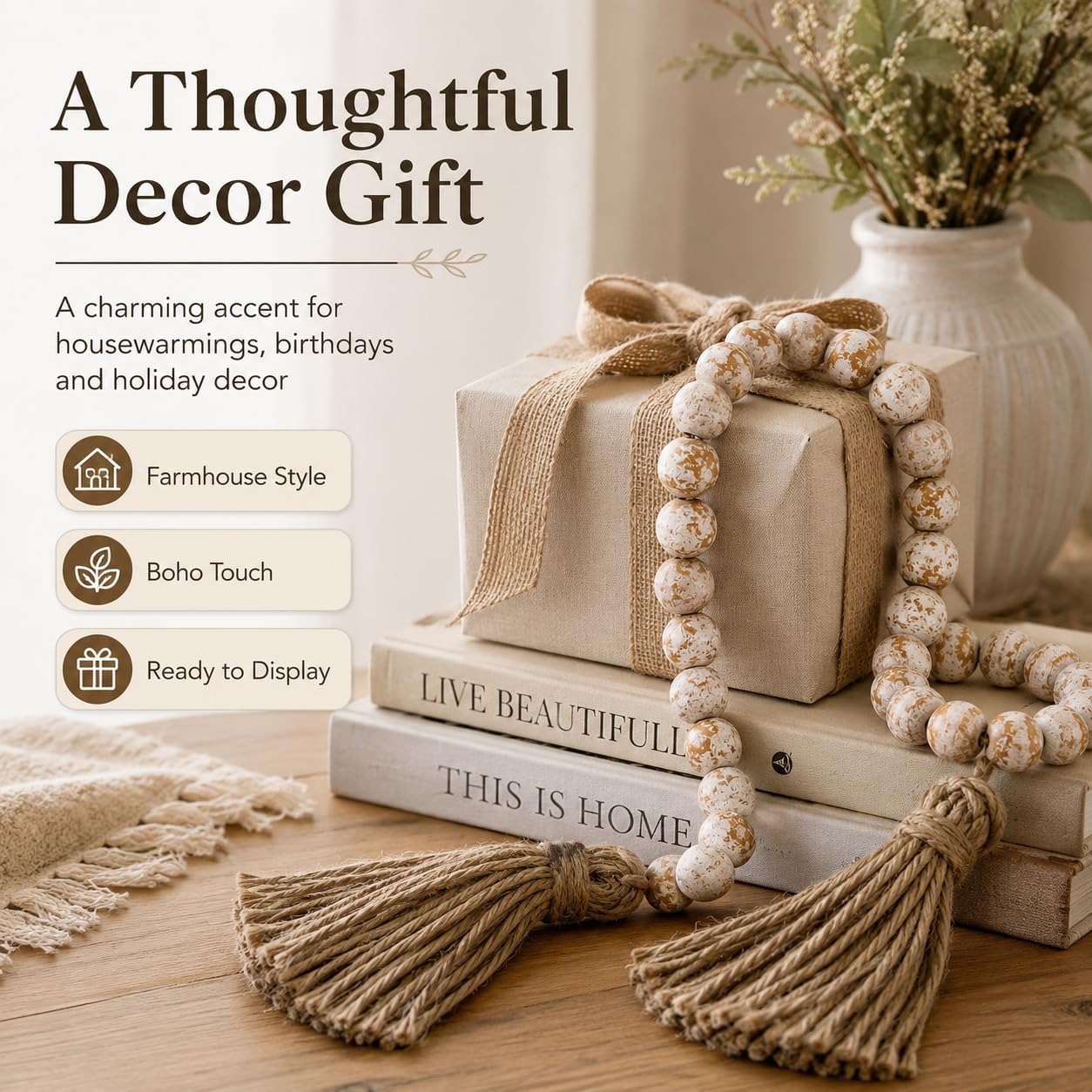 Wooden Beads Garland / Rustic
