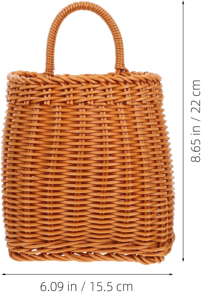 Imitation Rattan Woven Basket Wall Hanging Storage Organizer
