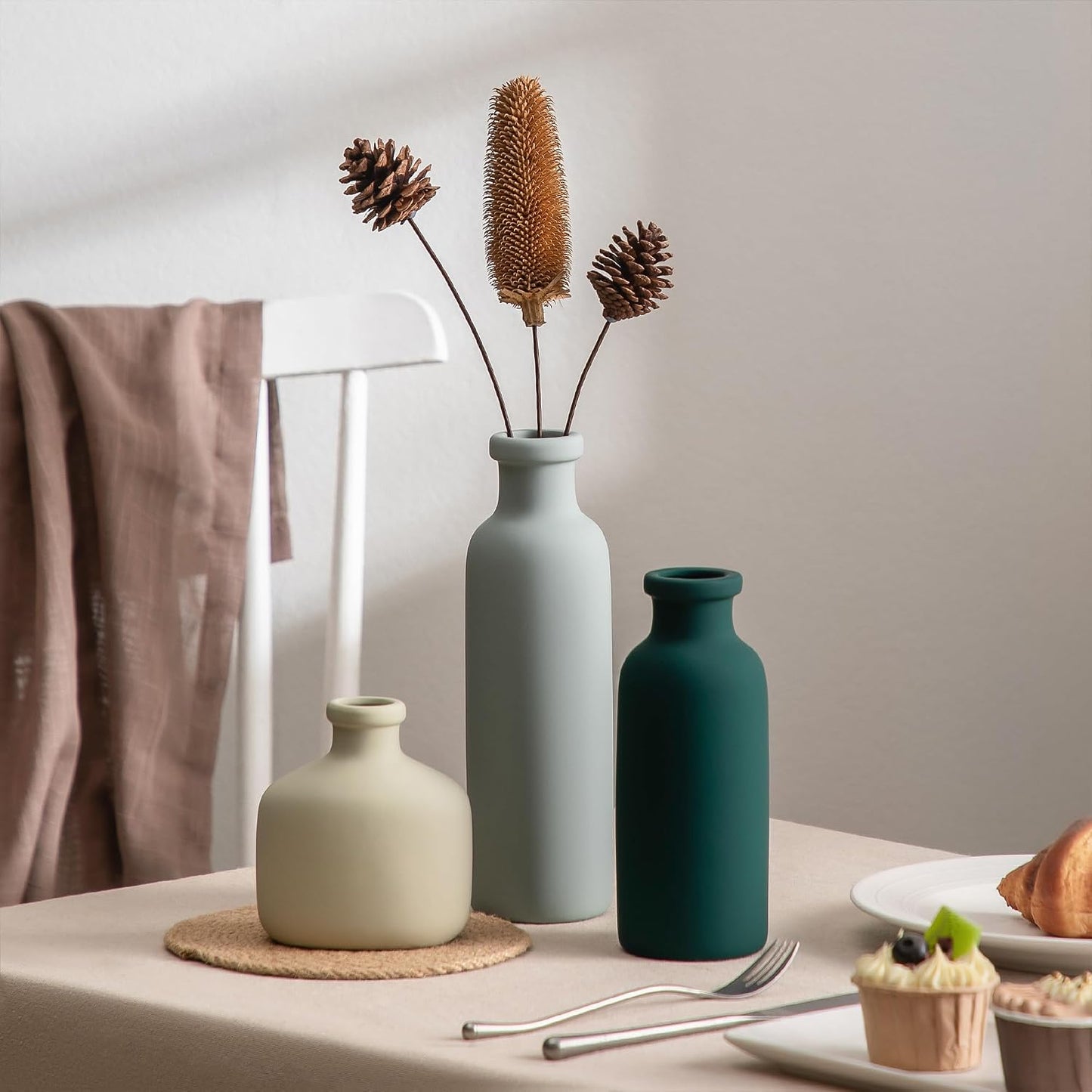Rustic Vases Set for Flower Centerpieces Pampas Grass / 202-4 / Set of 3