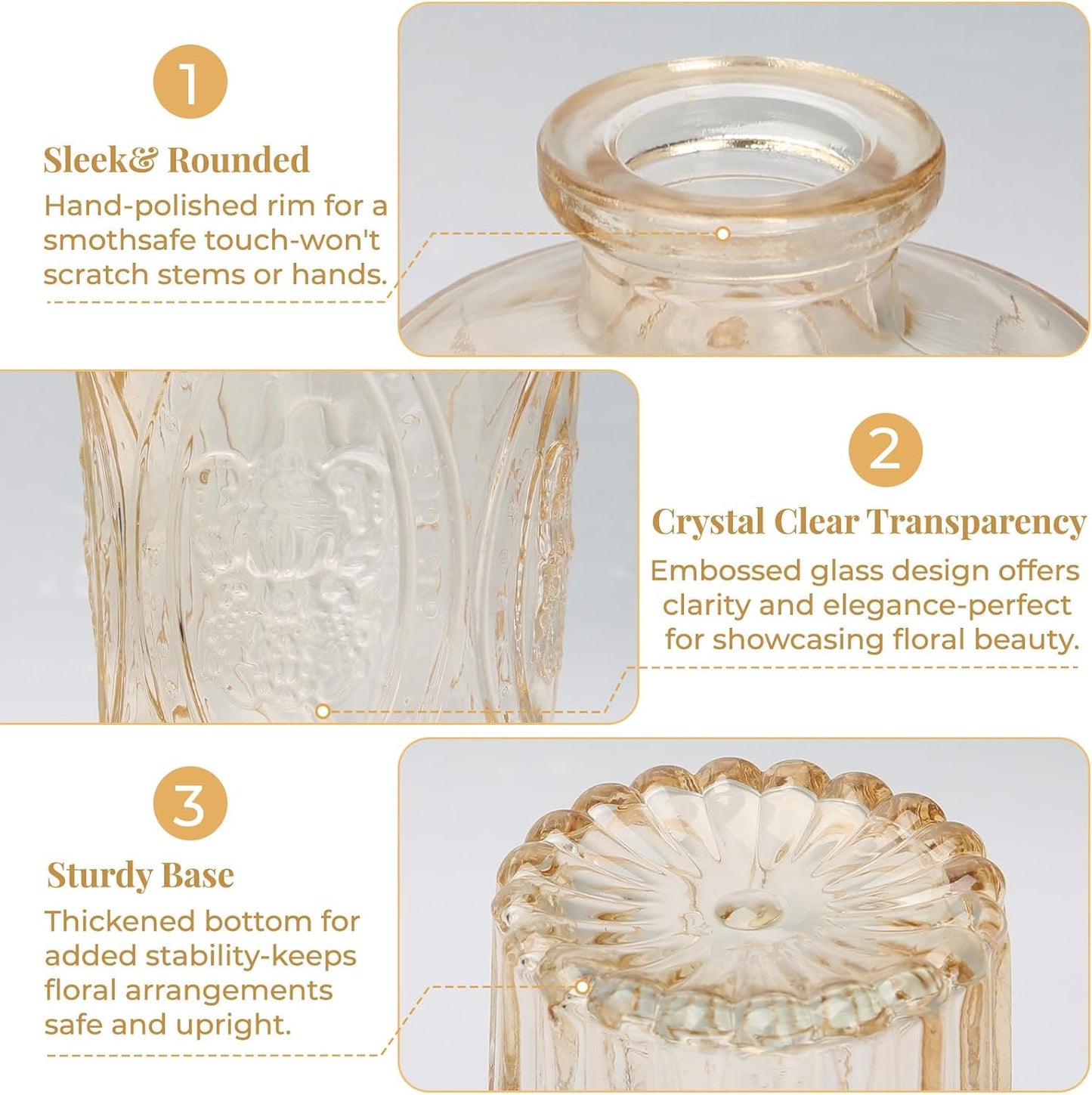 Glass Vase / Flower Vases / Gold / Set of 12