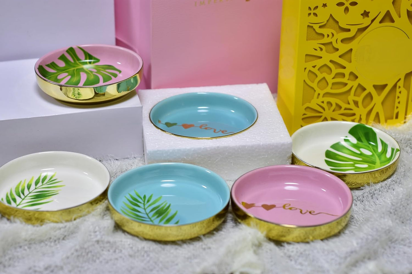 Ceramic Tray Love Dish Bowl Jewelry Holder Trinket Tray for Rings / One Size / Boutique Dish/love-1
