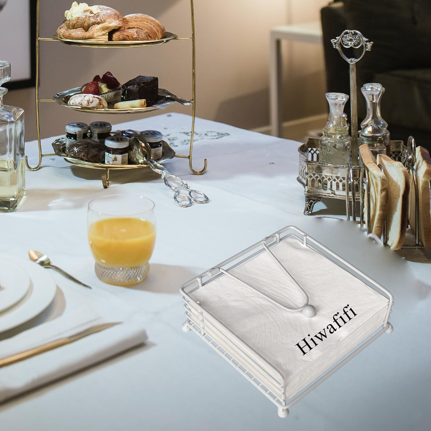 Napkin Holder / Square Cocktail Paper Holder of Elegant / White