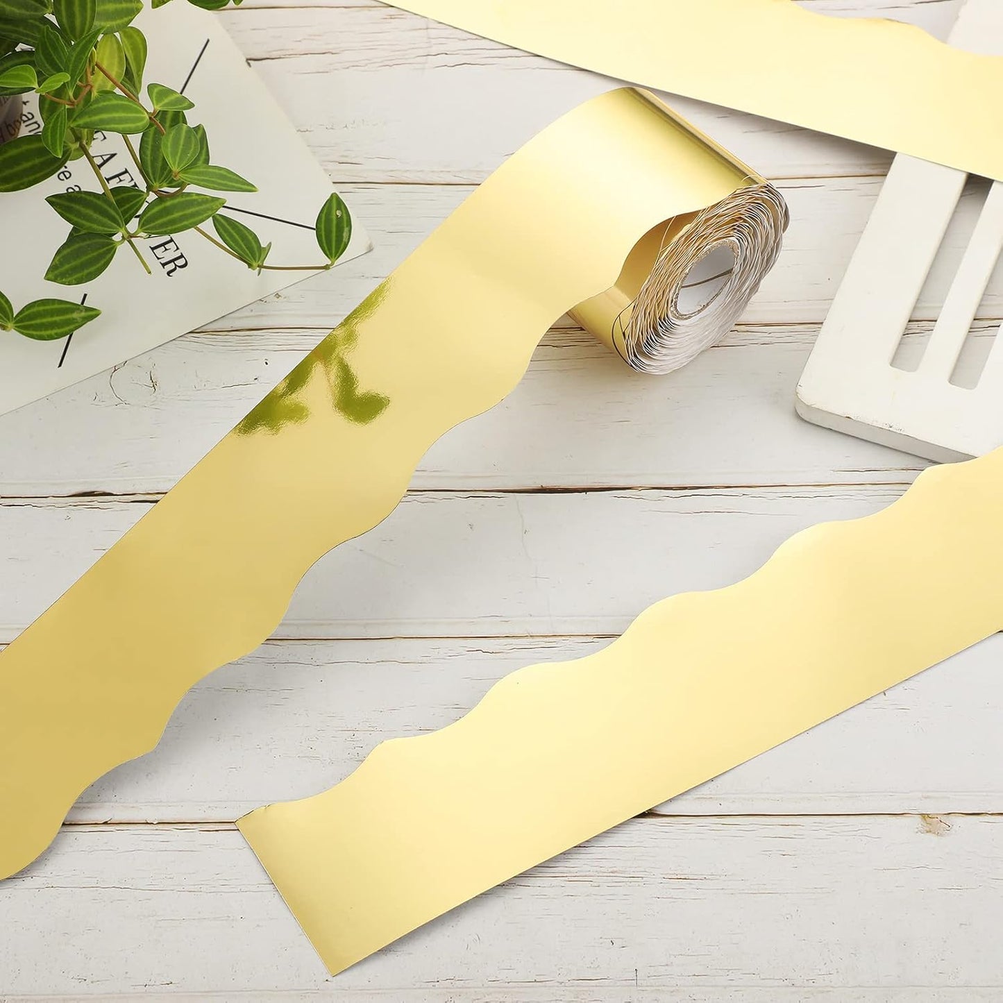Scalloped Bulletin Board Borders Classroom Shine Decorative Scalloped Bulletin / Gold / 65.6 ft