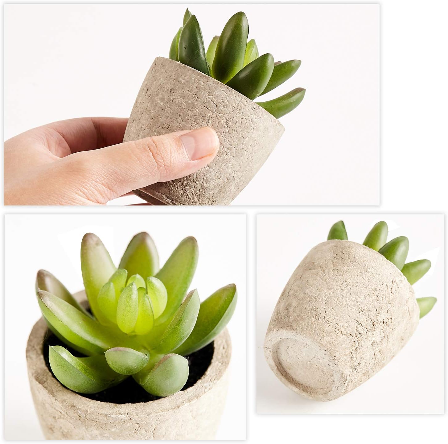 Artificial Succulents Plants Potted Set-Decorative Fake Succulent Plant Faux Plastic Plant / A6sets