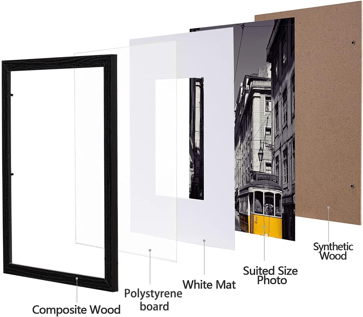 eletecpro 13x19 Picture Frames, Acrylic Cover, Black, Set of 10 | Display Photo 11x14 with Mat or 13x19 without