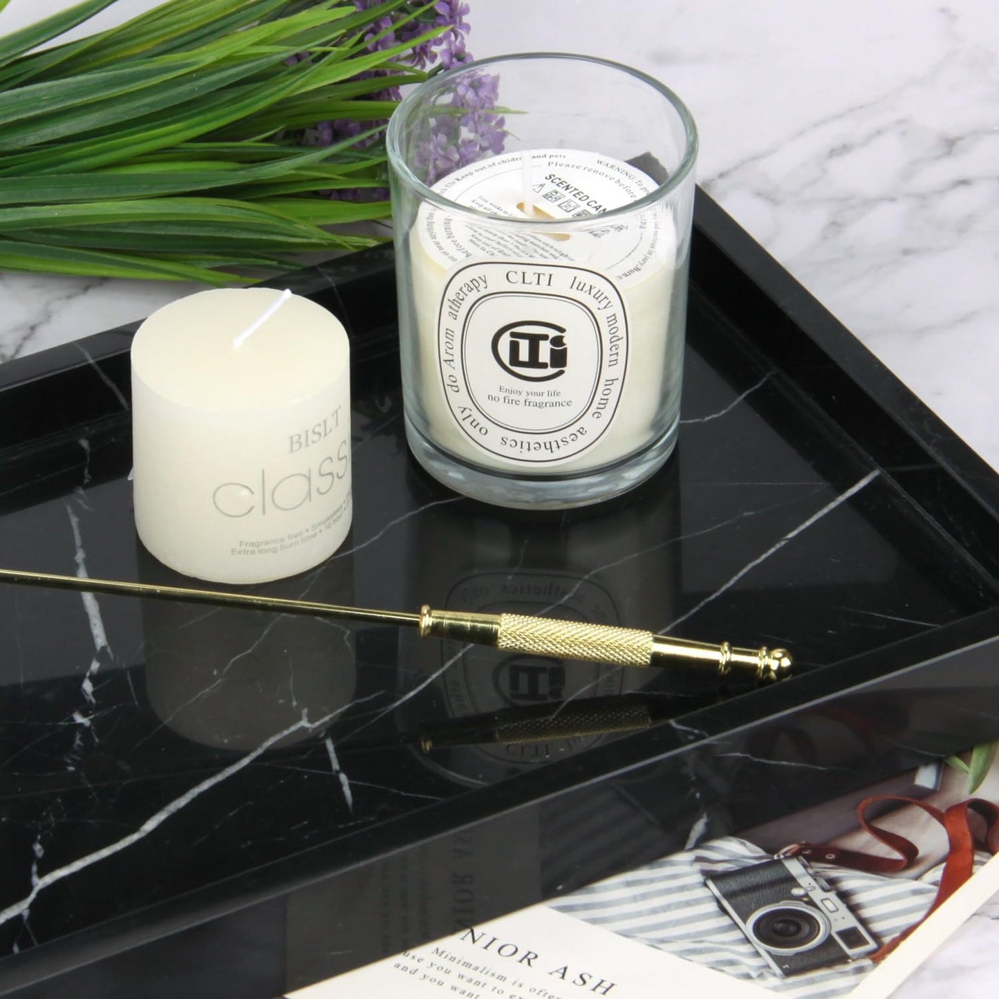Marble Bathroom Vanity Tray / Black Marquina / 12 x 8 x 1.2