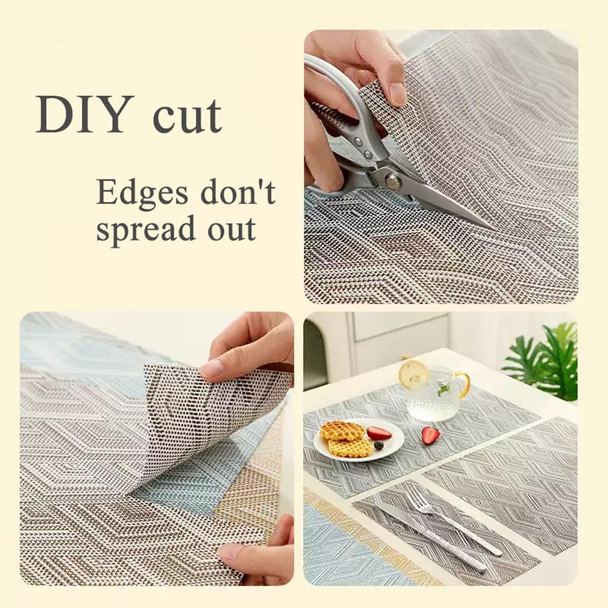 Druable Placemats Set of 8, Plastic Heat-Resistant Non-Slip Vinyl Place Mats Washable Easy to Clean Indoor Outdoor
