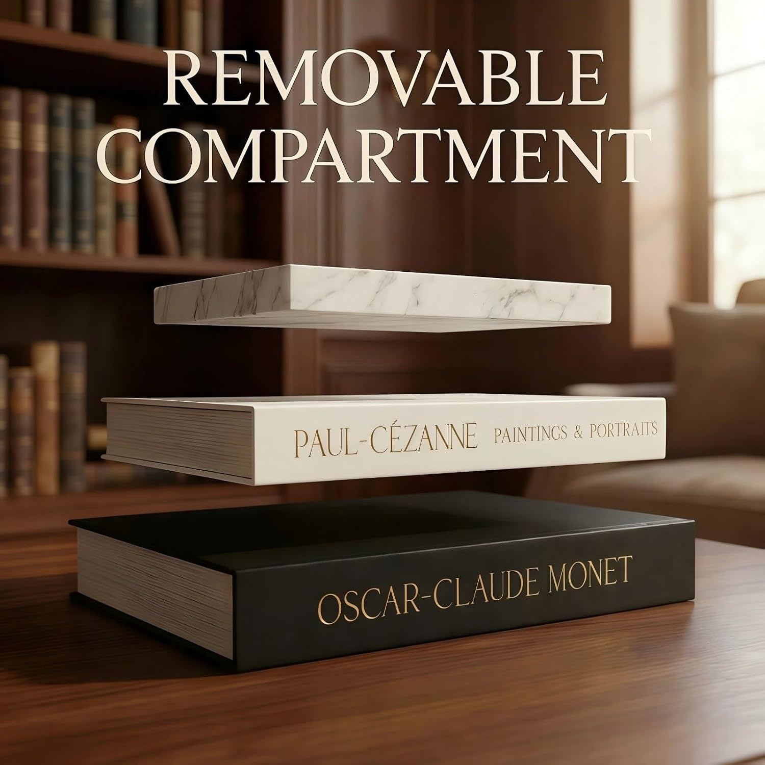 Decorative Books / Dark Blue and Beige with Marble Appearance Tray