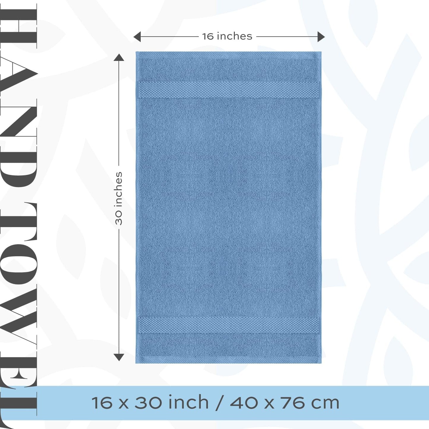 White Classic Luxury Light Blue Hand Towels - Soft 100% Turkish Cotton | Highly Absorbent Hotel spa Bathroom Towel