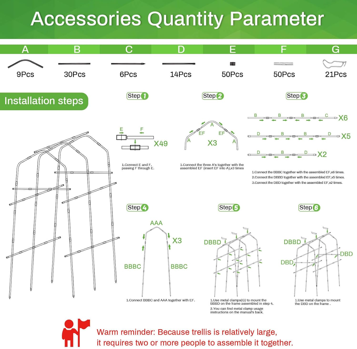 7FT Garden Trellis for Climbing Plants Outdoor, Metal Arch Trellises | Heavy Duty Large Cucumber Trellis for Raised