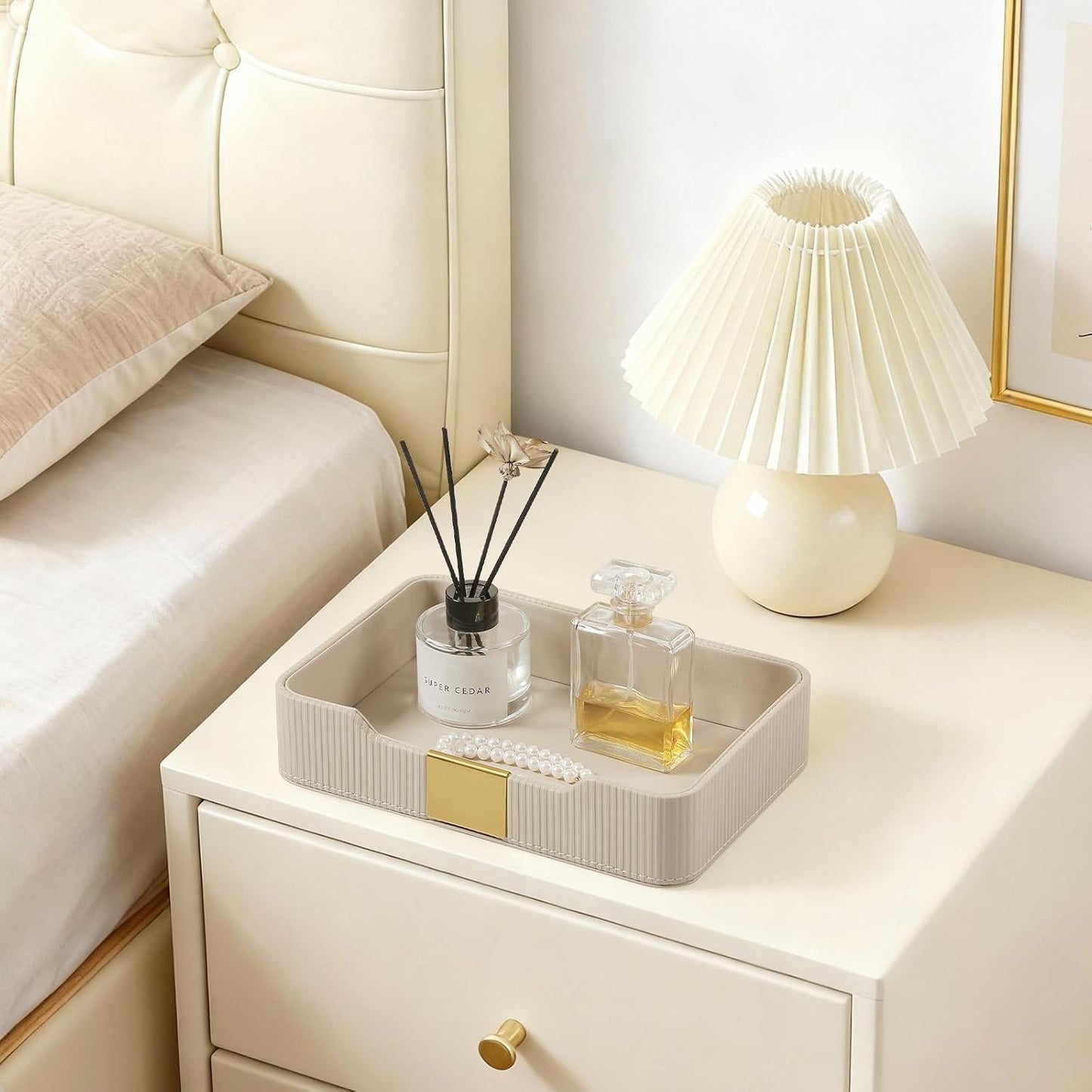 Valet Tray Desktop Storage Organizer / Beige