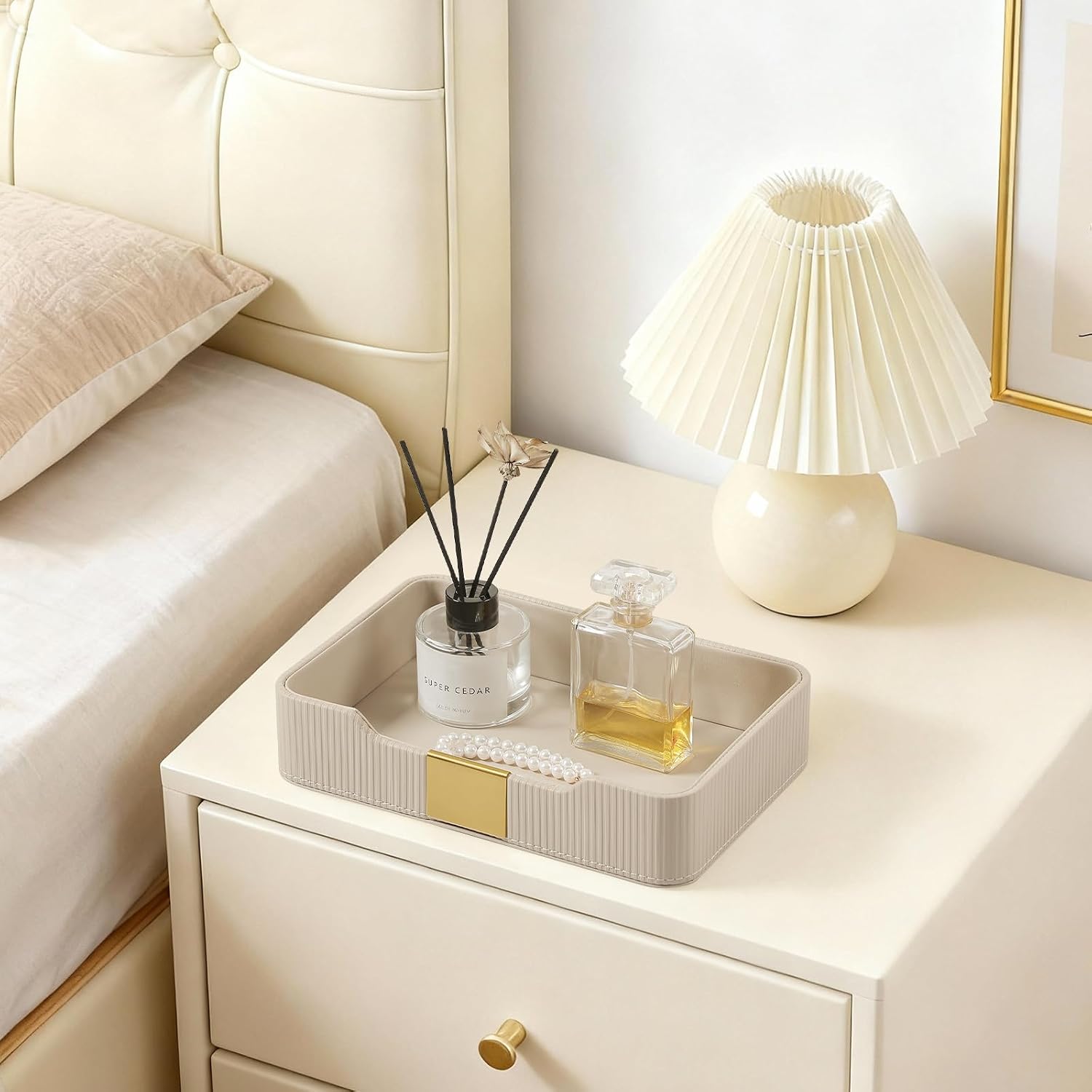 Valet Tray Desktop Storage Organizer / Beige
