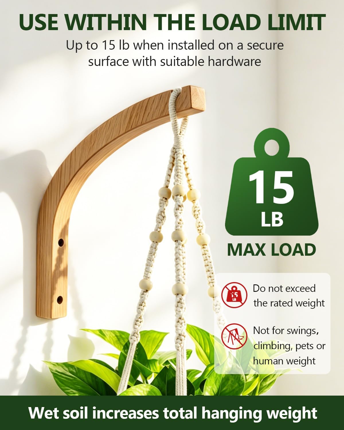 Wooden Plant Hangers / 1-arc Style / Set of 2