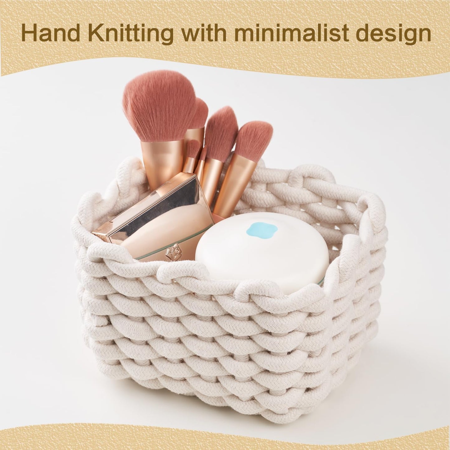 Small Woven Square Basket for Storage & Organizing