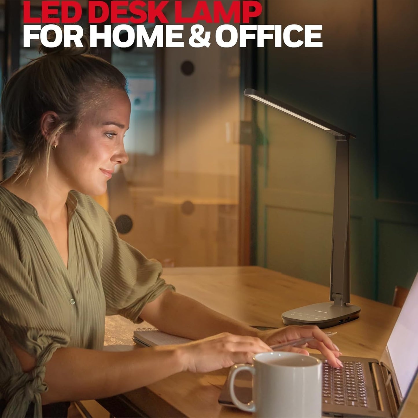 Honeywell HWT-H2 LED Desk Lamp, Eye-Caring Full Spectrum, USB Charging | CRI94 Full Spectrum Eye-Caring Light, Low Blue