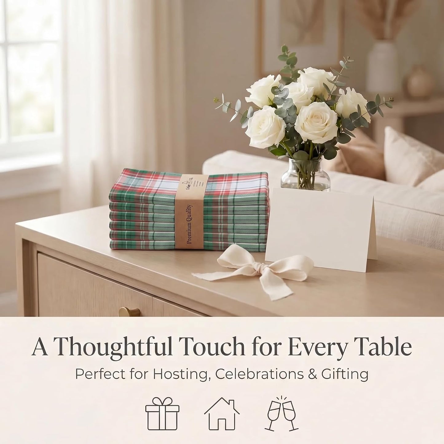 Urban Villa Cloth Napkins Cotton 20x20 (Set of 12) Christ Check