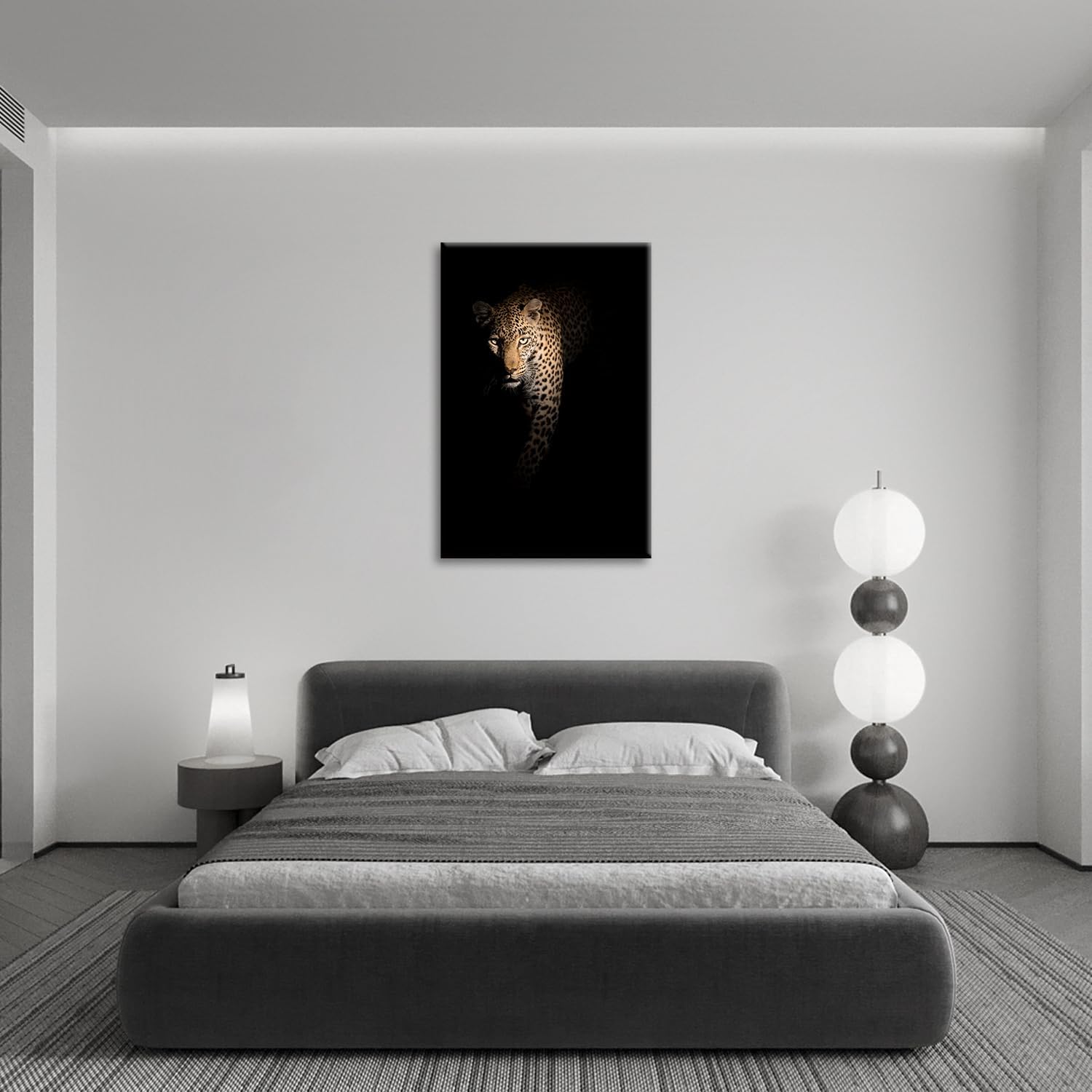 Leopard Wall Art Wildlife Portrait Photography Close-Up Animal Print Framed / Panther / 36"L x 24"W