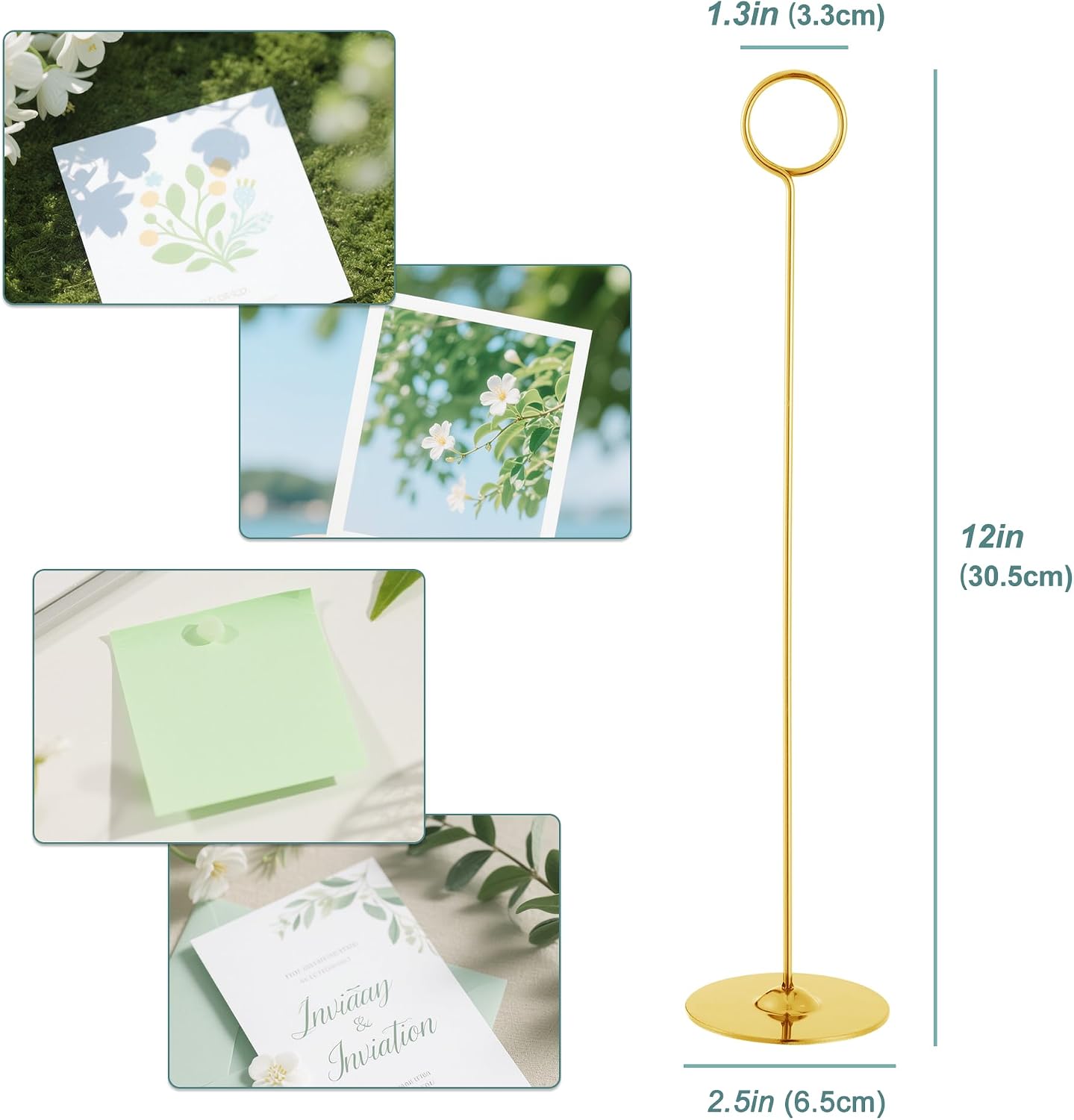 ERYTLLY 16PK Place Card Holders 12 Inch Table Number Holders Table Card Holders Steel Card Holders for