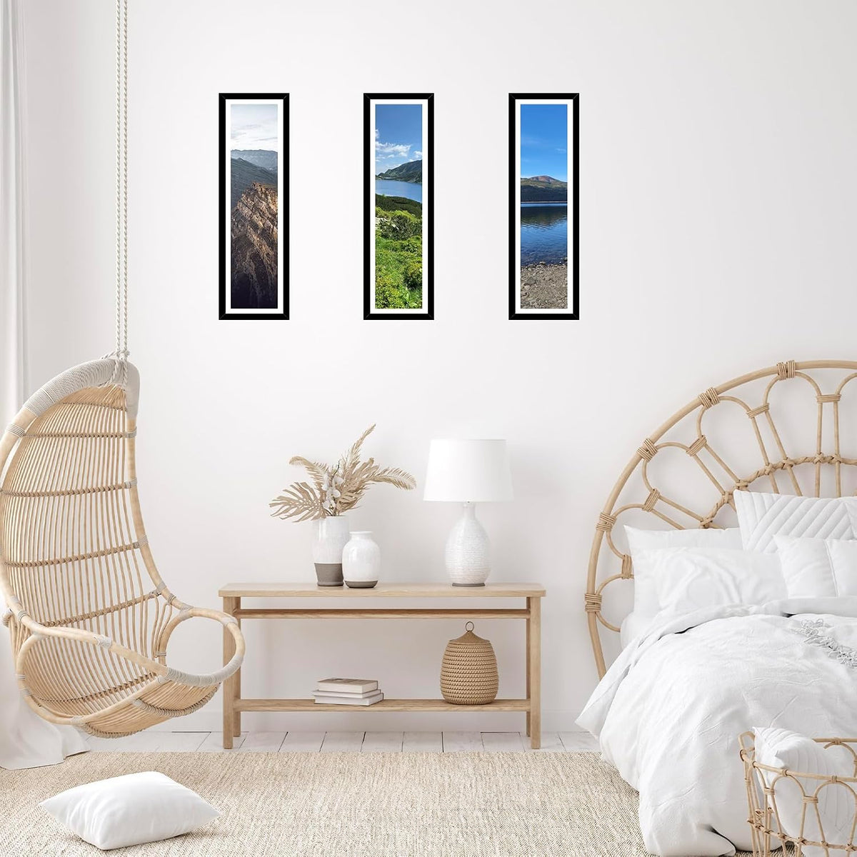 JCJMY 8x24 Picture Frame Set of 4 with 6x22 Mat, Panoramic Picture Frame Display Photo 6x22 with Mat or 8 x 24 Without