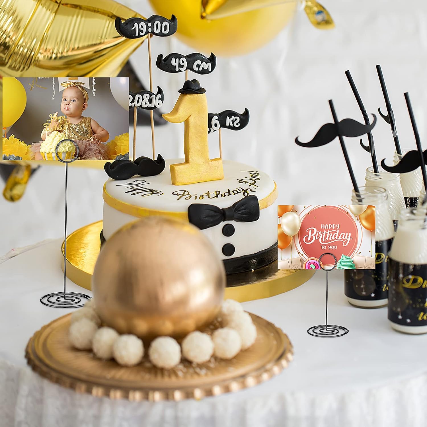 Teling 36 Pieces Table Number Holders 3 Size Place Card Holder Name Numbers Menu Memo Note Card Picture Photo Clip