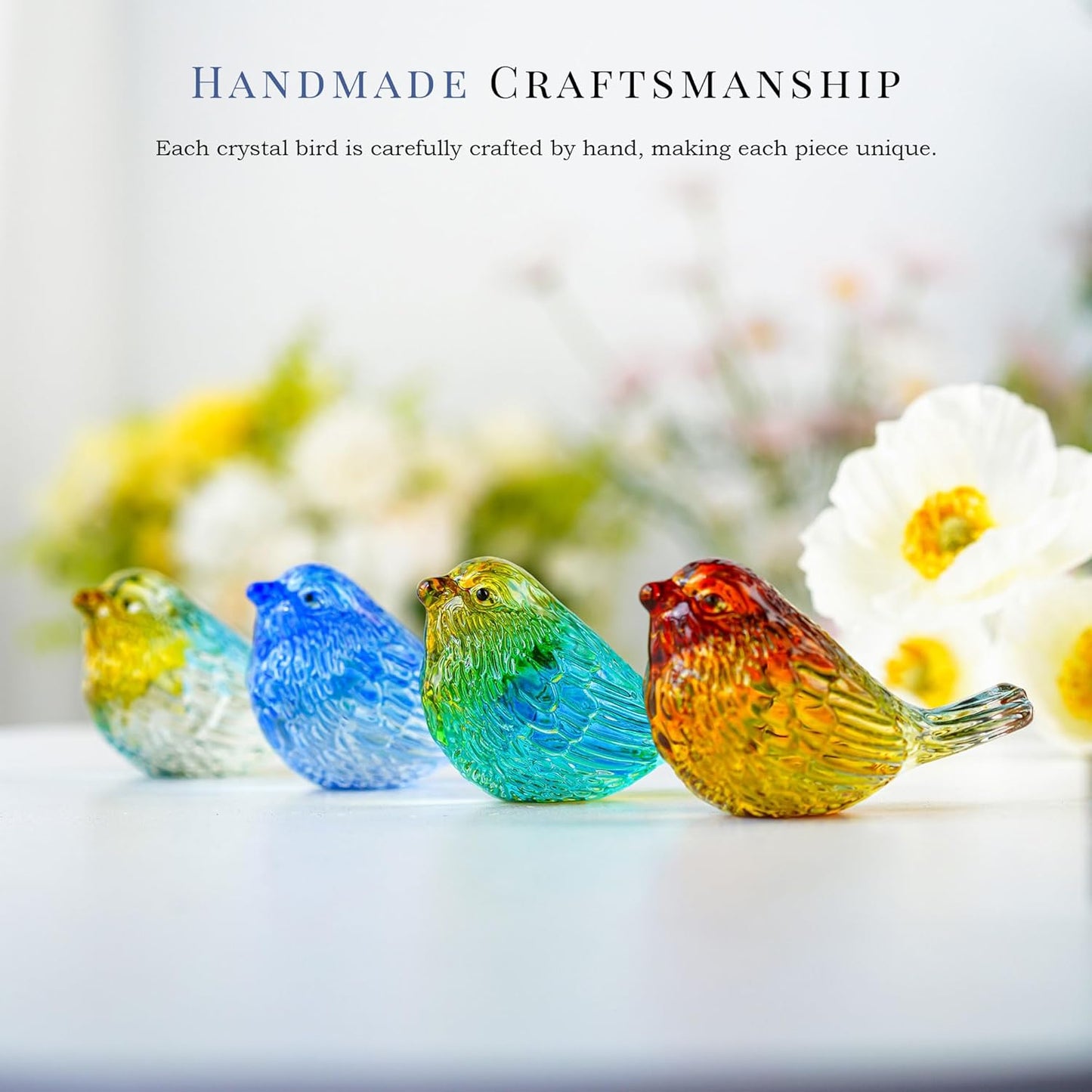 3'' Art Glass Birds Animal Collectible Figurines Gifts for Women / Colorful-3 / Set of 4