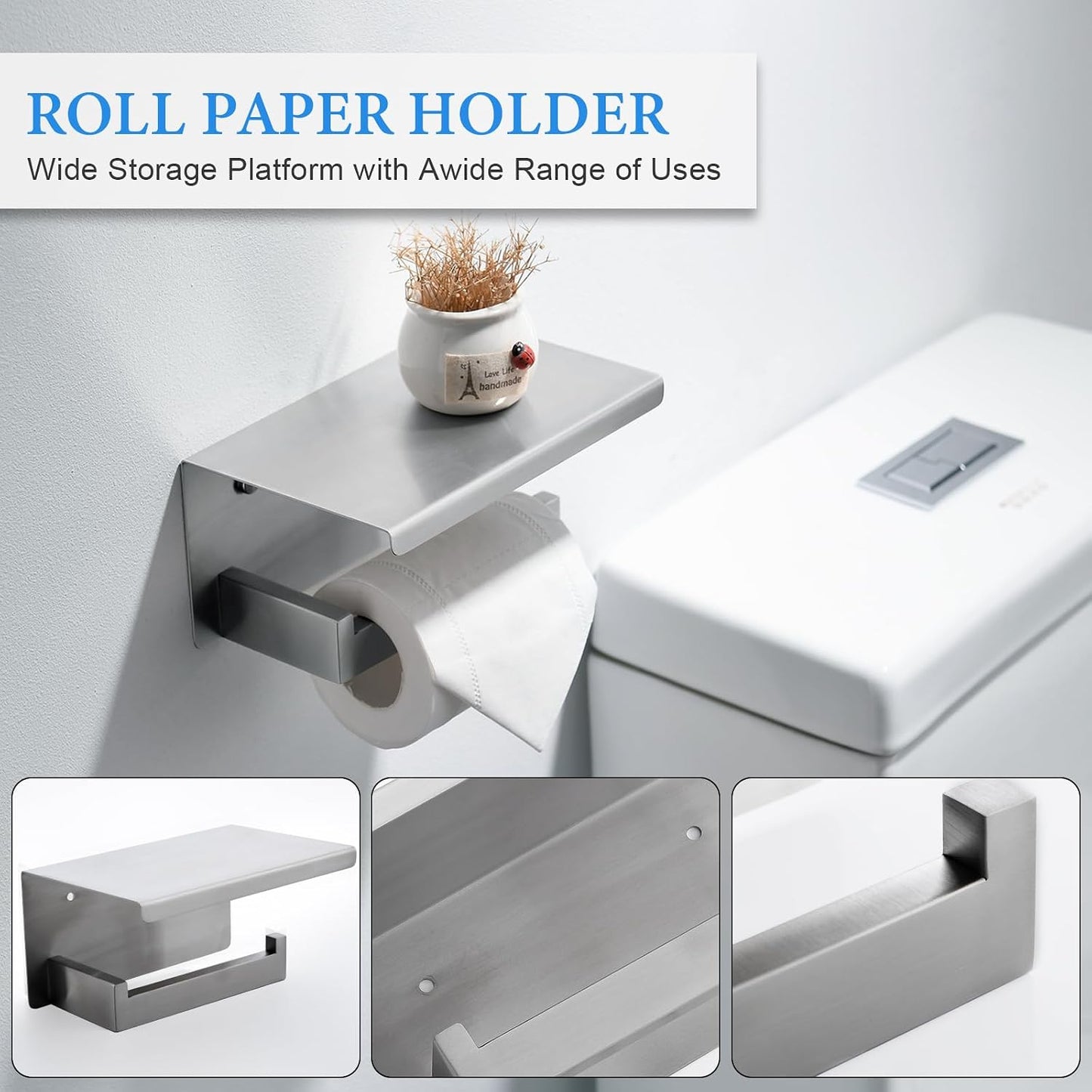 Brushed Nickel Bathroom Towel Bar Set Bathroom Accessories Hardware Set Including Double Towel Bar Towel Ring Coat Hook
