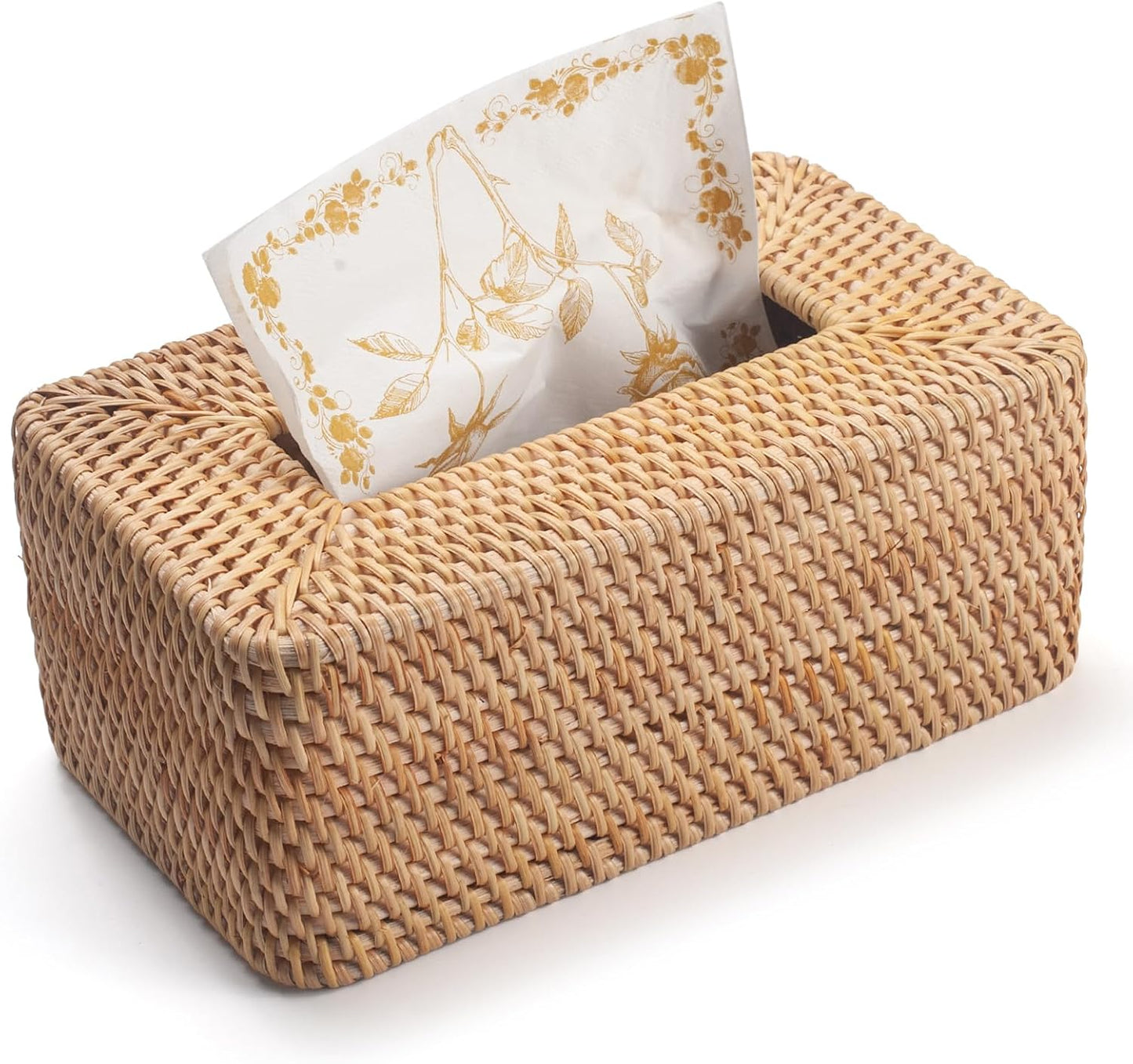Rattan Tissue Box Cover Woven Facial Napkin Holder Rectangular / Natural / 10 x 6.1 x 4.1